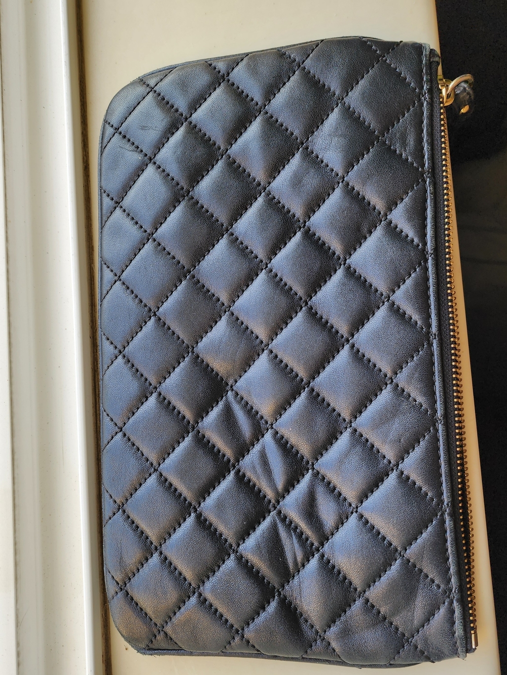 Michael Kors Black Quilted Leather Selma Zip Clutch Wristlet